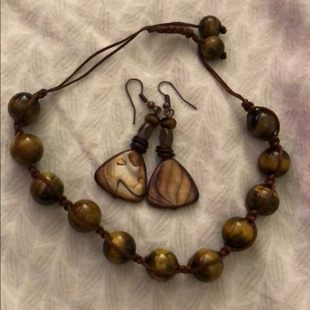 Tiger eye bracelet & earrings